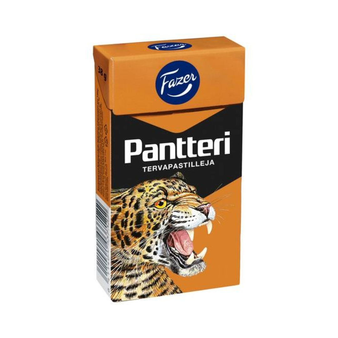 Fazer Pantteri Tjärpastiller 38 g – finska tjärpastiller