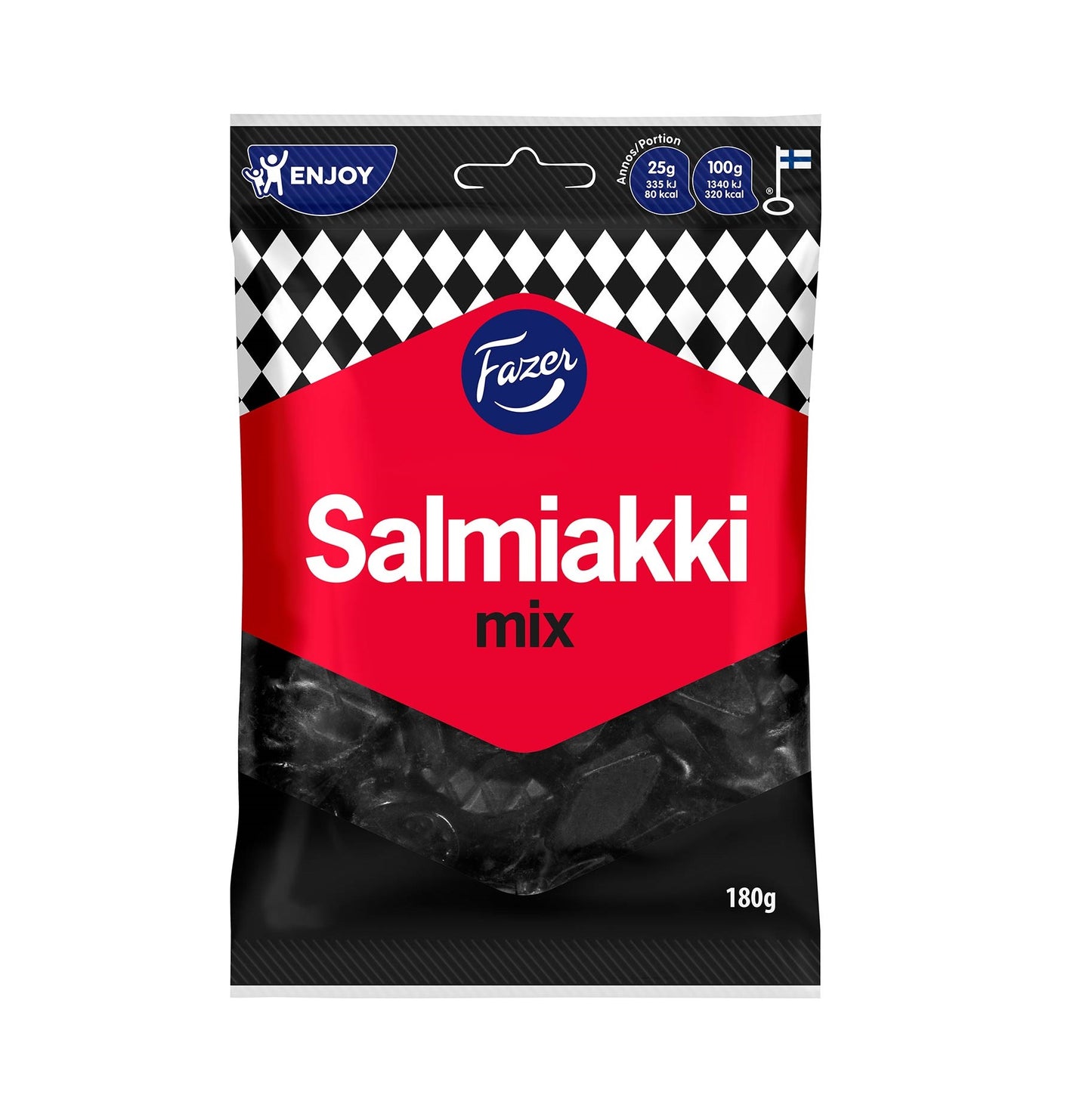 Fazer Salmiakki Mix 180 g – finsk salmiak- och lakritsmix